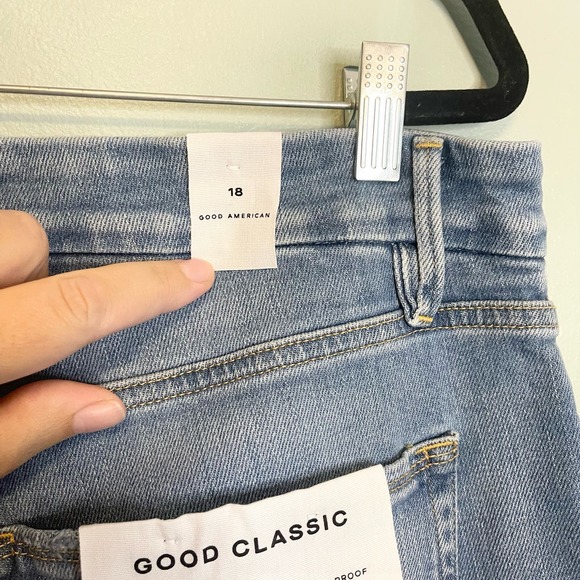 Good American Good Classic Distressed Straight High Rise Crop Jeans Size 18 NWT - Picture 14 of 16